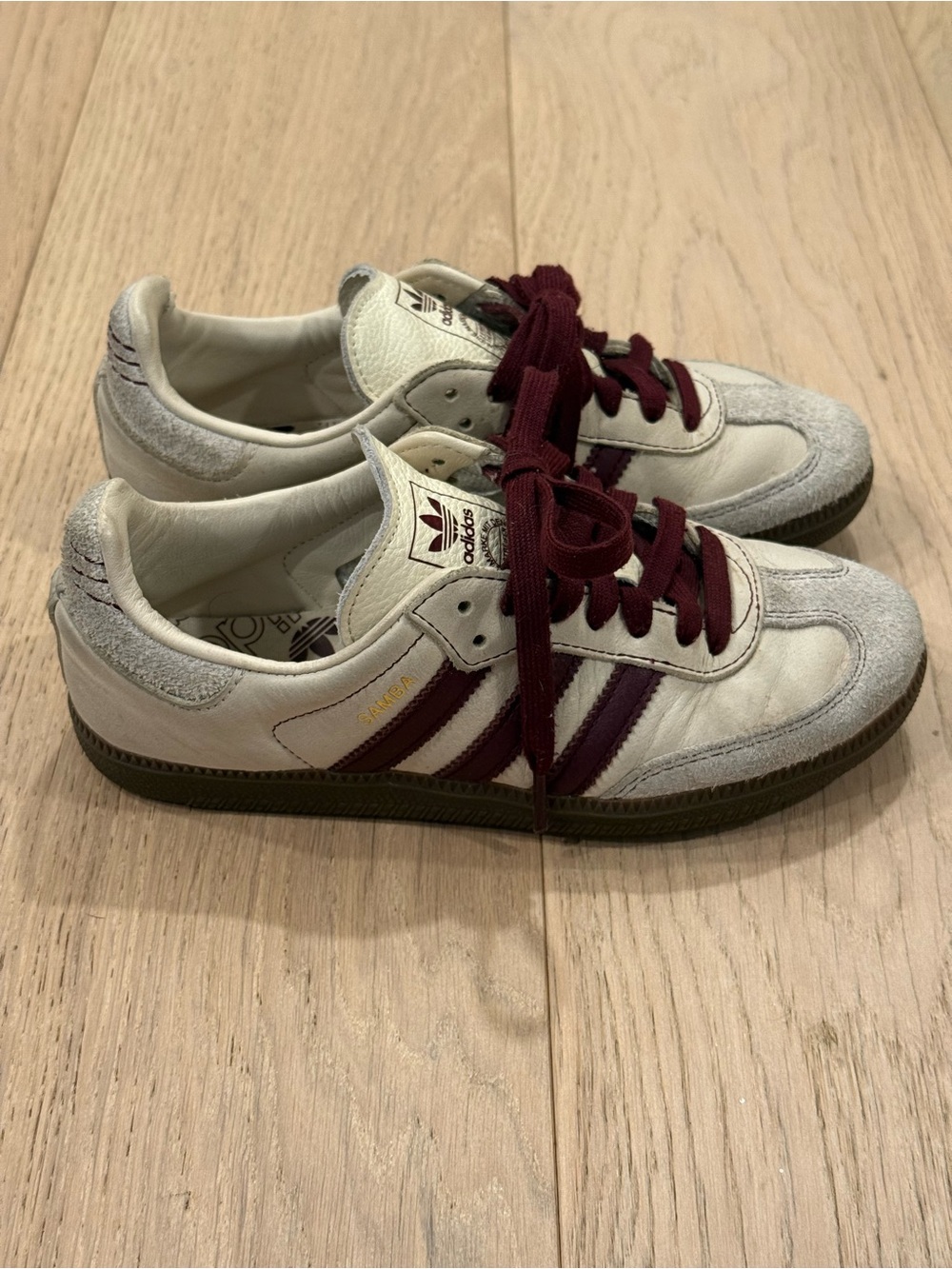Adidas Samba OG Women’s Off White Maroon - fits like true size 6W